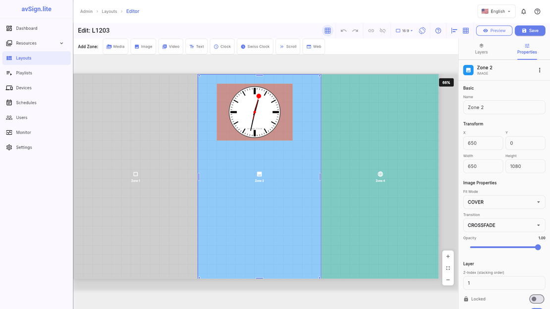 avSign.lite Layout Editor - Drag-and-drop layout designer